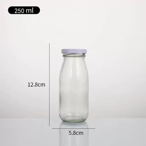 Vente en gros de bouteilles de lait en verre transparent vides de 10oz 500ml 750ml bouteilles de petit-déjeuner vintage avec couvercles pour les enfants de fête - Product Image 2