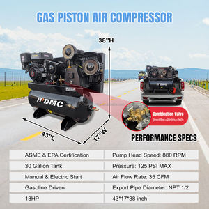 Tangki horisontal 30 galon 13HP, sistem pompa Piston 3-silinder bertenaga Gas kompresor udara horisontal industri - Product Image 2