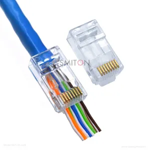 Conector de agujero pasante, conector de paso a través RJ45, UTP, CAT5, CAT6, UTP, RJ45