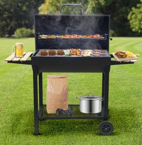 Nueva Llegada: Asador de Carbón para Pollo Asado en Barril, Barbacoa Portátil para Exteriores con Carro de Tambor de Aceite Negro - Product Image 4