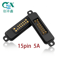 Conector Magnético de Carga Pogo Pin de 15 Pines, Paso de 2.54mm, Chapado en Oro, 5A, Personalizado, con Orejeta