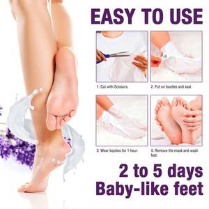 มาส์กลอกเท้า3แพ็คมาลาเวนเดอร์ผสมของเหลวสูตรสำหรับส้นเท้าแตกผิวตาย & แคลลัสเด็กทารกผิวนุ่มเรียบเนียน - Product Image 6