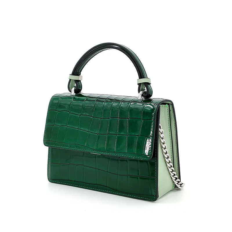 original design luxury crocodile real leather dark green purses ladies handbags