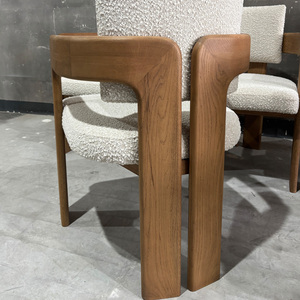 Fauteuil <span class=keywords><strong>de</strong></span> salle à manger Rhoohill personnalisé, style moderne américain, en bois massif, chêne blanc avec tissu bouclé, chaises <span class=keywords><strong>de</strong></span> <span class=keywords><strong>restaurant</strong></span> - Product Image 5