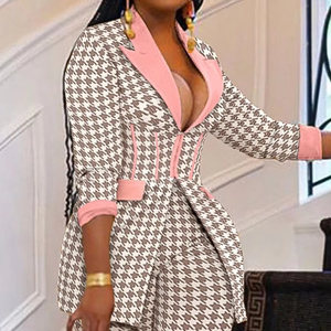 S-2XL set in due pezzi abiti eleganti Tweed pantaloni lunghi sottili cappotto corto top <span class=keywords><strong>da</strong></span> donna abiti formali <span class=keywords><strong>da</strong></span> lavoro per ufficio - Product Image 1