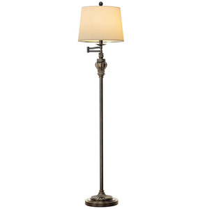 Lámpara de Pie Tradicional con Base de Hierro, Pantalla Beige, Altura Ajustable, Fuente de Luz LED, Portalámparas E26, Iluminación para Sala de Estar y Dormitorio - Product Image 5