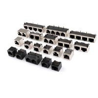 Connecteur RJ45 8P8C en cuivre plaqué or pour réseau, prise d'alimentation RJ45, montage sur circuit imprimé SMT, prise réseau à angle droit