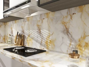 Pannello Adesivo da Parete per Cucina dal Design Unico, Pellicola <span class=keywords><strong>in</strong></span> <span class=keywords><strong>PVC</strong></span> Effetto Marmo con Rivestimento UV e Finitura Dorata - Product Image 5