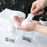 Distributeur de savon moussant carré transparent, flacon pompe à mousse rechargeable, flacon vide en verre pour savon moussant avec pompe à mousse