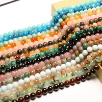 Perles de pierres précieuses naturelles polies, style artisanal, 6, 8, 10 mm, couleurs mélangées, pour la fabrication de bijoux – Vente chaude