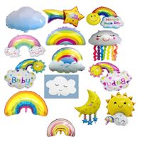 Ballons en aluminium motif Soleil, Nuage, Arc-en-ciel, Étoile filante, Visage souriant pour Baby Shower, Décoration d'anniversaire, Révélation du sexe, Fête de la Saint-Valentin, Jouet de fête