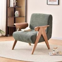 Chaise de canapé simple de style rustique français pour salon chaise longue moderne en velours doux avec bras en bois massif
