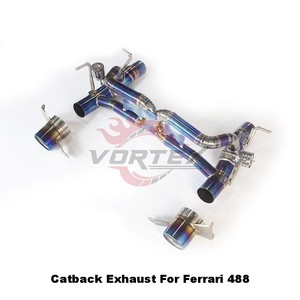 Sistema de Escape con Válvulas de Titanio Vortex para Ferrari 488 GTB Spider 3.9L V8 Biturbo, Silenciador Catback de Carreras, Color Azul Quemado - Product Image 4