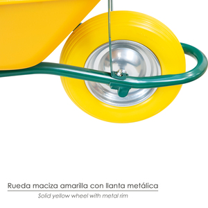 Carretilla de Construcción Metálica Amarilla Desmontada con Rueda Sólida - Product Image 5
