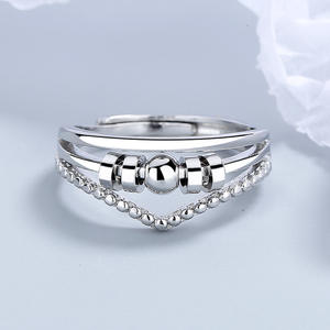 Nouvelle bague rotative pour femme, anti-anxiété, anti-stress et anti-irritabilité, à trois couches superposées, avec cordon et bouton, réglable - Product Image 2
