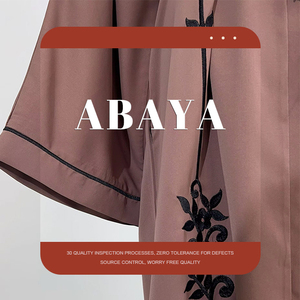 <span class=keywords><strong>Abbigliamento</strong></span> islamico donna modesti Abaya Dubai con apertura frontale da donna abiti modesti in poliestere di tacchino - Product Image 2
