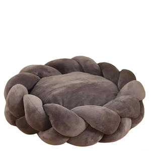 Großhandel Extra Weiches Warmes Rundes Nest-Haustierbett Sofa für Haustiere Komfortabel Waschbar Gewebtes Seil Gestricktes Plüsch PP-Faser-Füllung - Product Image 2