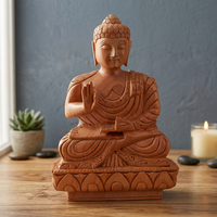 Statue de Bouddha chinoise artisanale en bois de 6 pouces, figurine spirituelle polie de forme irrégulière, idole décorative pour table, maison ou temple
