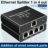 Divisor Ethernet Gigabit 1x4 con Adaptador de Corriente Tipo-C de 5V CC, Soporte de Red RJ45 de 1000Mbps para Transmisión de 100m en Hogar/Oficina