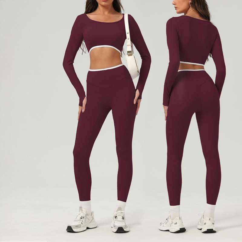 JY 2026 Women Yoga Set Naked Feeling Breathable Long Sleeves High Waist Tummy Control Leggings Fitness Sports Workout Wear