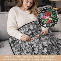 Couverture de coloriage de Noël double couche DIY pour enfants, avec doublure en polaire Sherpa de qualité supérieure et kit de 12 marqueurs lavables