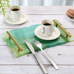 Cetakan Resin Silikon Epoxy dengan Gagang untuk Nampan Sajian Buah Besar Bentuk Tidak Beraturan, Papan Sajian, dan Baki Bergaya Geode Agate INTODIY Custom - Product Image 3