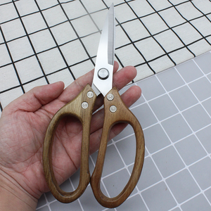 Gunting dapur baja tahan karat multifungsi, untuk memotong daging gunting tulang ayam dengan pegangan kayu - Product Image 5