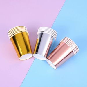 250ML Gold Plated Rainbow <b>Disposable</b> Paper Cup Wholesale Custom Party <b>Tableware</b> Paper Cup - Product Image 2
