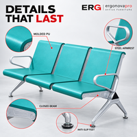 Chaise d'attente publique 3 places en polyuréthane auto-revêtu avec accoudoirs pour banques, aéroports, hôpitaux et gares