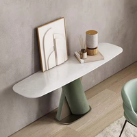 Service OEM/ODM, table console moderne en acier au carbone avec plateau en marbre artificiel pour chambre à coucher et salon, meubles de maison