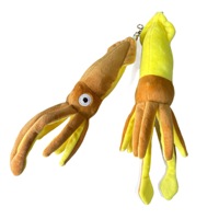 Porte-clés pendentif en peluche calmar réaliste, adorable poupée en peluche calmar marin avec chaîne, breloque de sac en peluche douce, ornement cadeau animal marin
