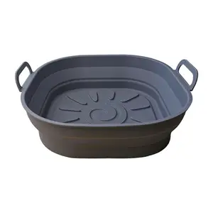 22cm * 21cm dikdörtgen ve 21cm * 16cm kare BPA ücretsiz katlanır hava fritöz silikon Pan Brakeware Pot