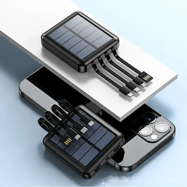 Portátil capacidade total 10000mah lanterna banco de energia solar com cabo para o telefone para Android