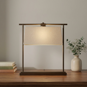 Lampe de table moderne en aluminium avec abat-jour en lin beige, LED E27 3500K blanc chaud, écologique, protection des yeux, AC 85-265V, commande par interrupteur - Product Image 2