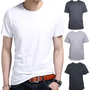 Camisetas de hombre en blanco sin etiqueta de algodón personalizadas de verano con logotipo de color personalizado
