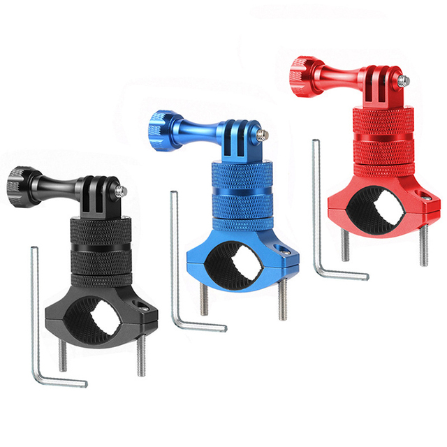 Outdoor Adjustable 360 Rotating 1/4 Inch Screw Motorcycle Action Camera Mount Aluminium Alloy CNC Camera Bike Stand Holder