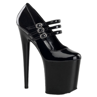 Escarpins à plateforme noirs élégants de 20 cm (8 pouces) pour danse exotique, travestissement, boîte de nuit, pole dance, style gothique, grande taille, en PU, à enfiler, à talon fin