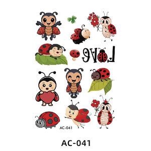 Dibujos animados niños impermeable cuerpo arte tatuaje pegatina mariquita insectos oruga libélula colorido tatuaje temporal pegatinas para niños - Product Image 2