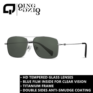 Occhiali <span class=keywords><strong>da</strong></span> sole in titanio puro con lenti in vetro temperato HD per <span class=keywords><strong>uomo</strong></span>, classici, con rivestimento anti-macchia, resistenti ai graffi, placcatura IP, delicati sulla pelle - Product Image 2
