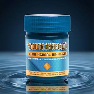 ยาหม่องสมุนไพรไทยแท้แบบพรีเมียม บรรจุขวดสูดดม  ผสมเมนทอล คาฟอร์ อบเชย ตะไคร้  แบบแช่แข็งแห้ง  สำหรับส่งออกขายส่งทั่วโลก - Product Image 3