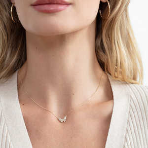 قلادة زفاف رومانسية من Xinyun مصنوعة من النحاس مع كريستال زركون على شكل فراشة، مطلية بالذهب عيار 18 قيراط، قلادة هندسية دائرية على شكل دمعة - Product Image 5