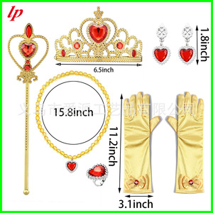 Guantes de Princesa Bella con Lazo de Satén Dorado y Diamantes de Imitación para Disfraces de Niñas - Product Image 3