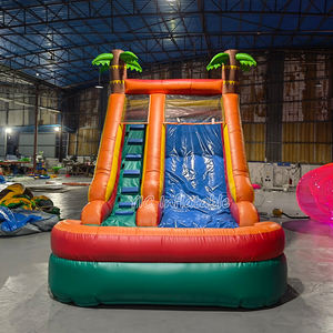 Toboggan aquatique gonflable géant commercial en forme <span class=keywords><strong>de</strong></span> palmier tropical avec piscine, toboggan sec extérieur pour enfants, idéal pour les fêtes et les événements professionnels - Product Image 2