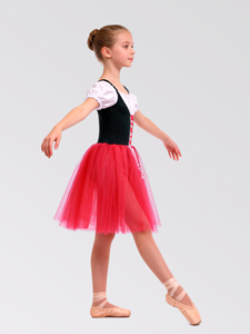 Costume de danse pour enfants Anna Shi, <span class=keywords><strong>tutu</strong></span> de ballet en velours vert foncé et tulle rose, justaucorps de danse - Product Image 5