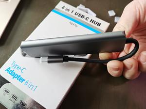 Adaptador <span class=keywords><strong>de</strong></span> concentrador tipo C multipuerto 6 en 1 con lector <span class=keywords><strong>de</strong></span> tarjetas compatible con HDMI 4K USB3.0 TF SD Reader All in One USB Hub para <span class=keywords><strong>PC</strong></span> portátil - Product Image 6