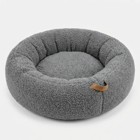 Coussin rond en polaire Sherpa pour chat, anti-anxiété, moelleux, lavable, en peluche, type donut, pour chien, prix d'usine