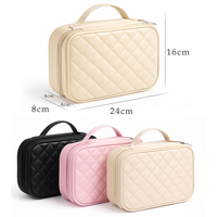 Trousse de Maquillage Double Couche avec Miroir, Grande Capacité, Organisateur de Voyage pour Cosmétiques avec Compartiment pour Pinceaux et Diviseur, Sac de Toilette