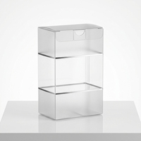Boîte d'emballage en plastique double couche personnalisée avec bande décorative, couvercle incurvé transparent givré, pliable, portable, pour le rangement de parfums