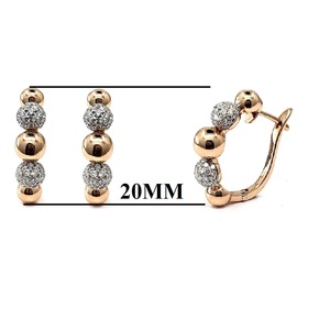 Fabricant chinois de bijoux Boucles d'oreilles créoles rondes en or rose massif 18 carats avec diamants véritables de qualité supérieure pour femme - Product Image 2