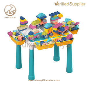 Mesa de bloques de construcción para niños, 77 piezas, juego de bloques de construcción, rompecabezas multifuncional, mesa para niños - Product Image 2